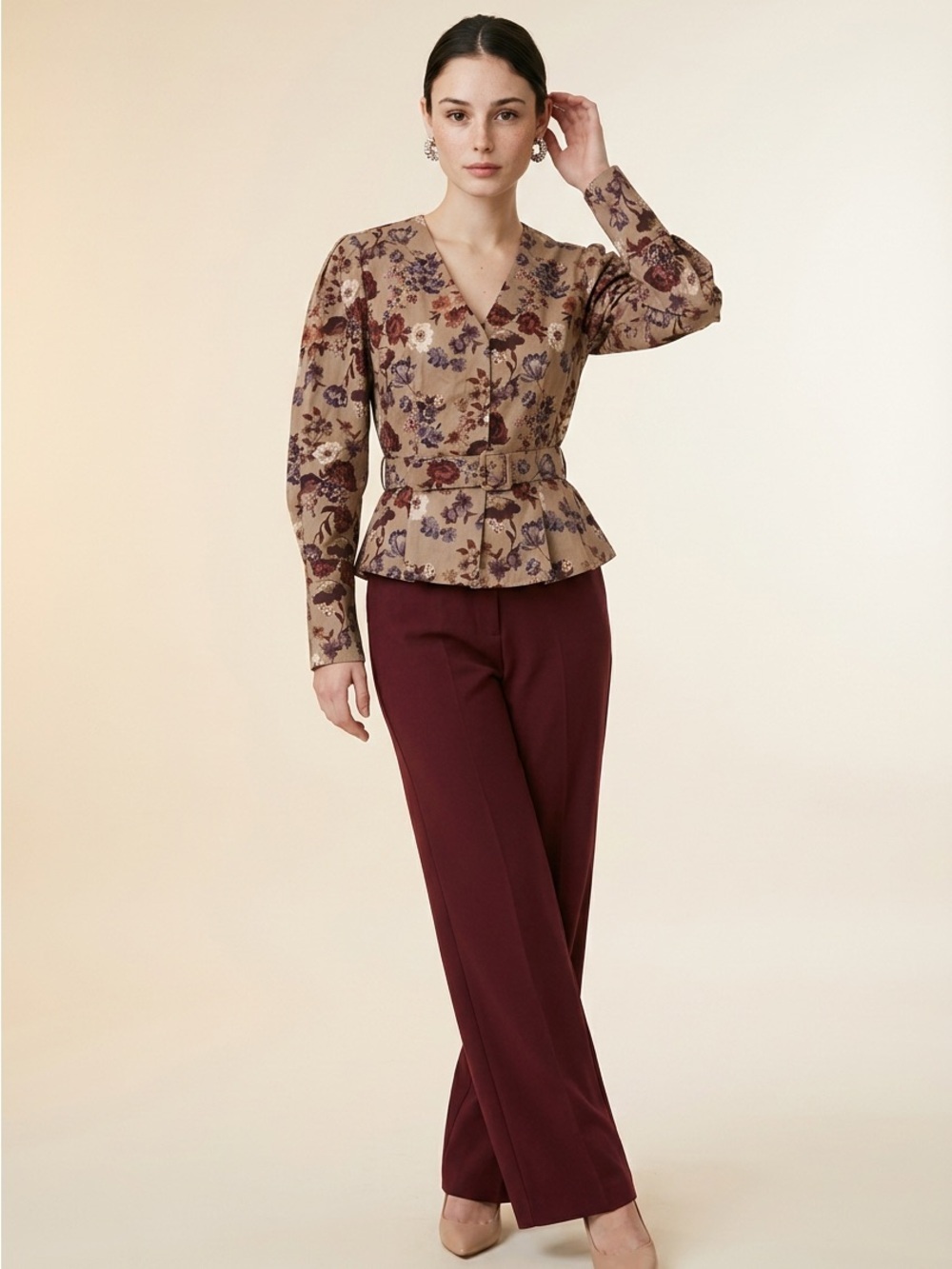 Antonio Melani brown floral blouse